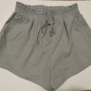 Green and white stripe high waisted shorts